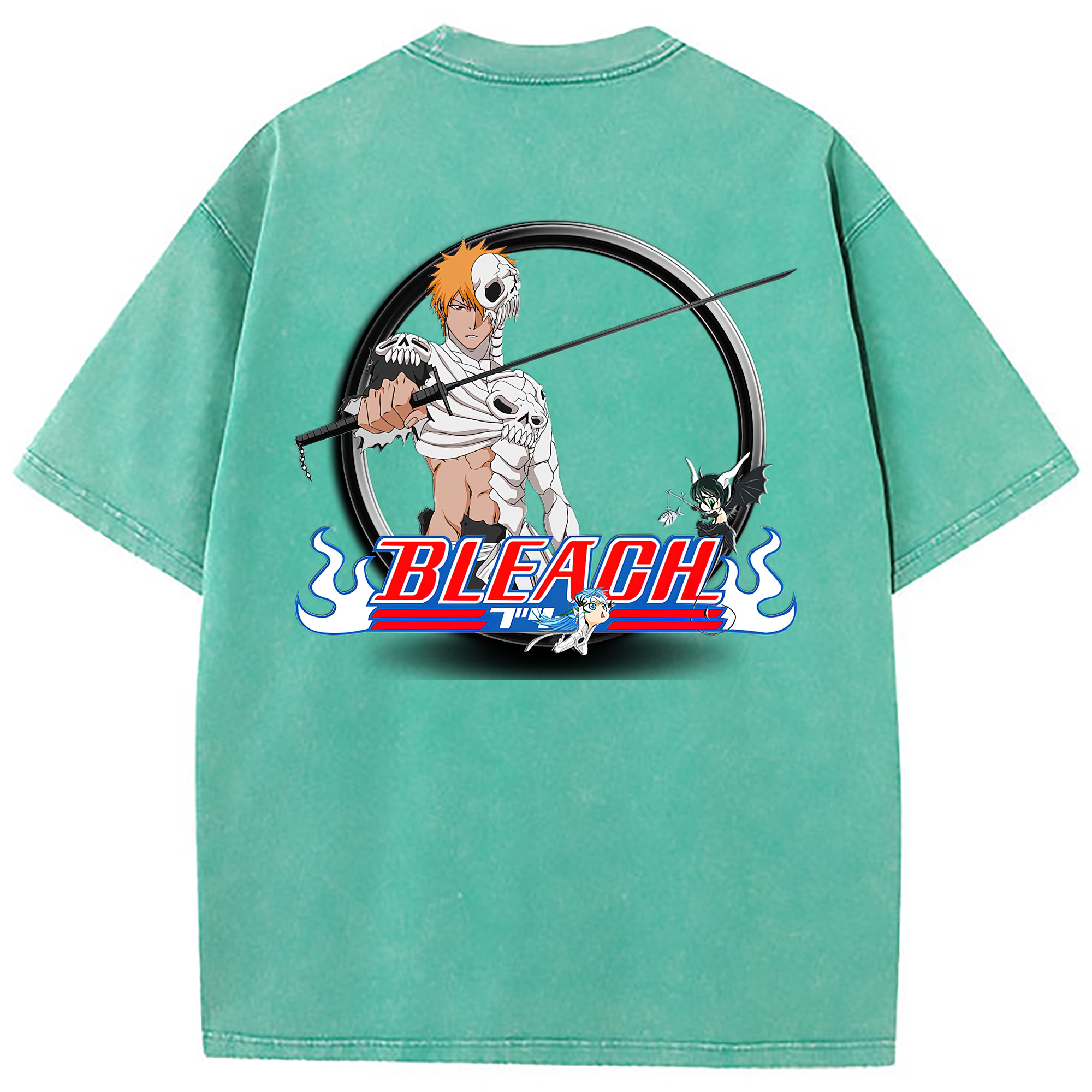 （画像用） ブリーチ 黒崎一護（くろさき いちご）BLEACH Kurosaki Ichigo 綿100% ヴィンテージ風 半袖Tシャツ（背面プリント）